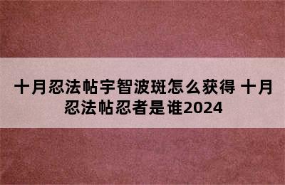 十月忍法帖宇智波斑怎么获得 十月忍法帖忍者是谁2024